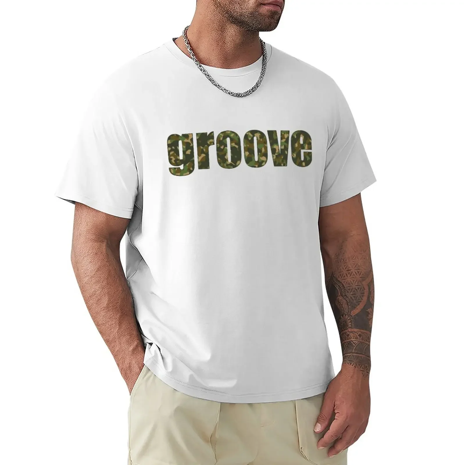 

camo groove T-Shirt anime clothes blacks quick drying mens graphic t-shirts