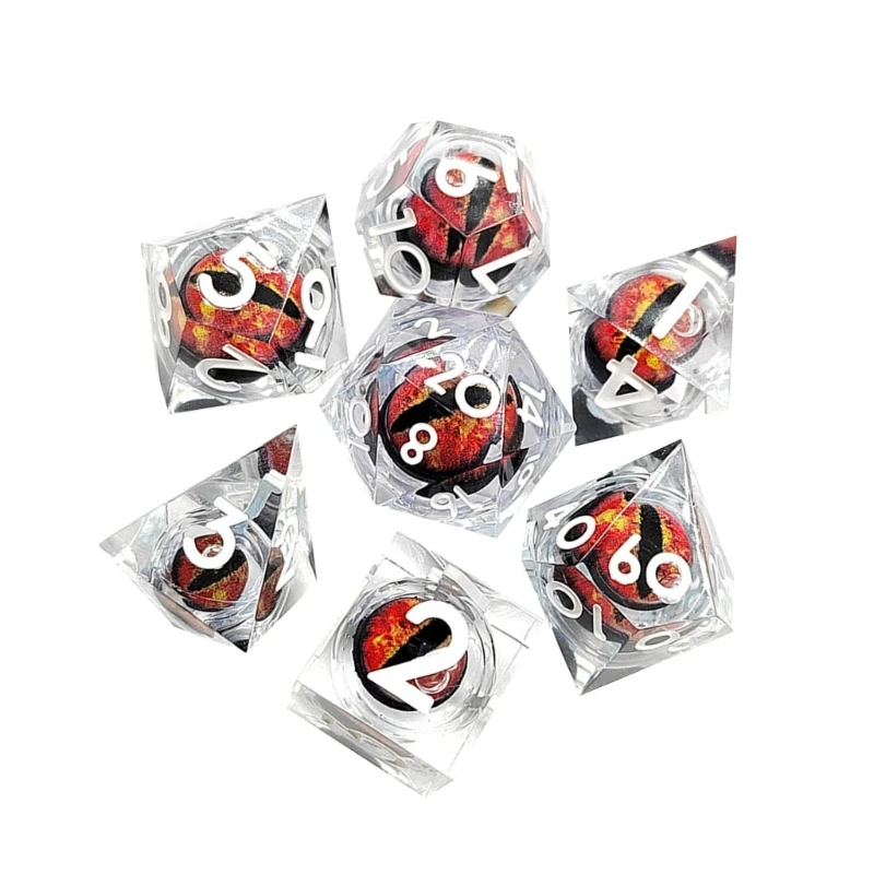 

7PCS Dragon Eyes DiceSet Transparent Polyhedral Dices for DND RPG Role Playing Gaming Dices Set for Tabletop Board Game Y55B