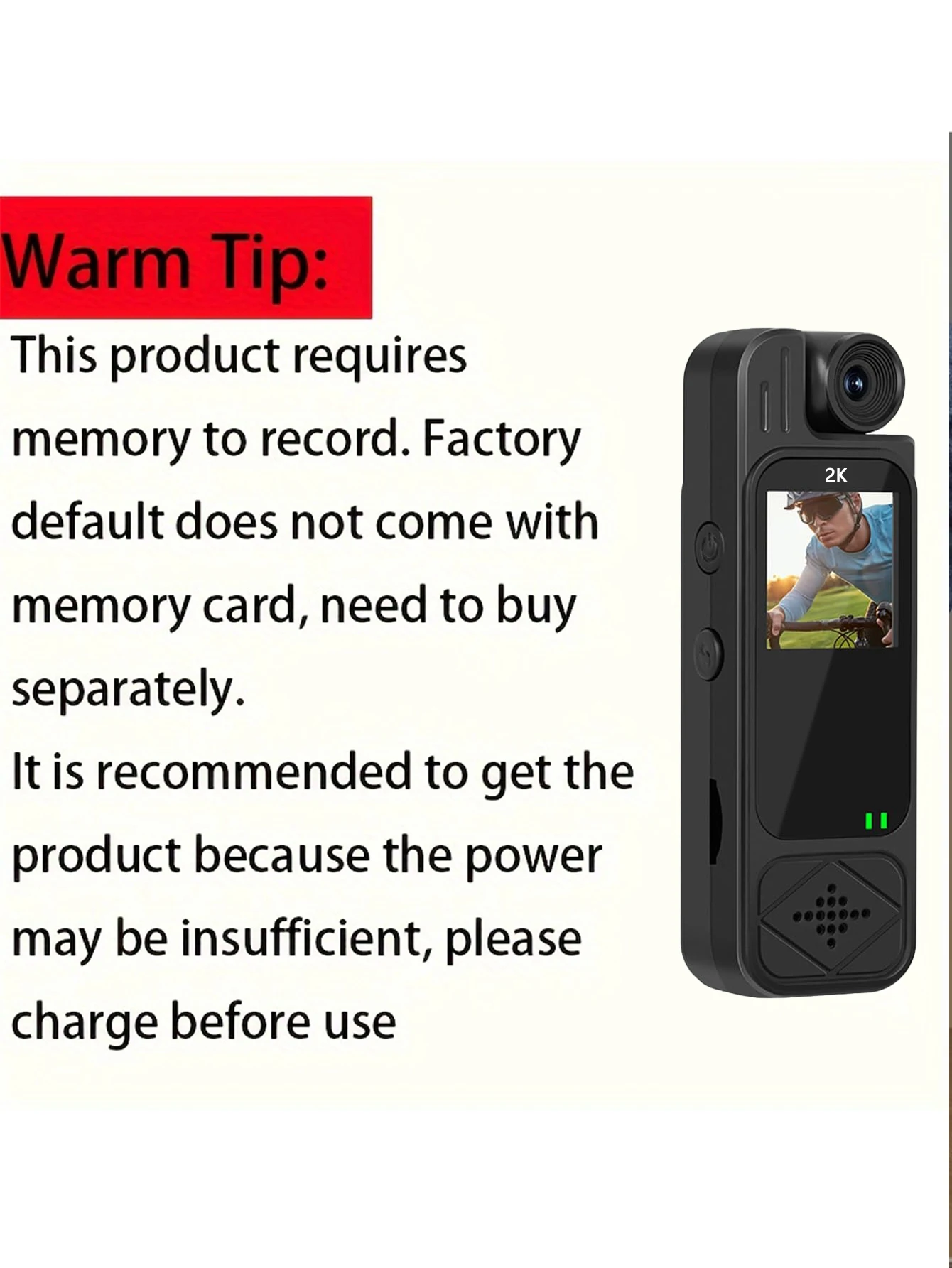 Mini videocamera sportiva HD 2K Videoregistratore digitale portatile esterno BodyCam Videocamera per polizia con visione notturna 180 ° Telecamera per bici rotante - immagine 5