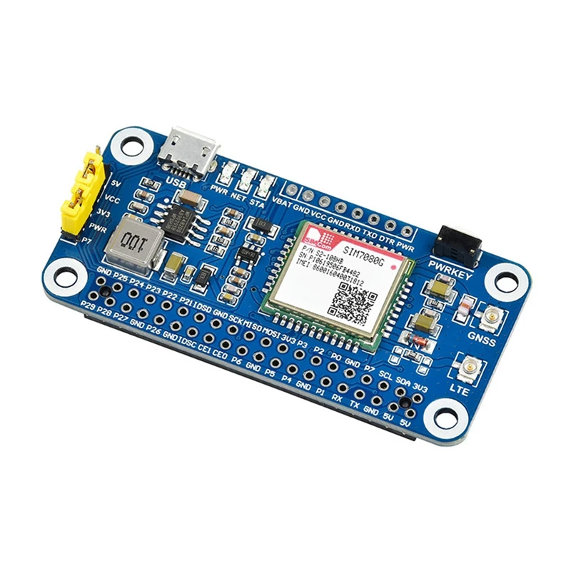 Waveshare  ̿ NB-Iot/Cat-M(EMTC)/GNSS HAT, SIM7080G , º USB ̽,    