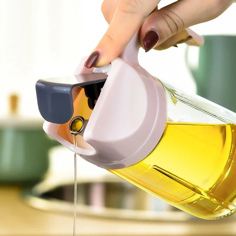 Automatic Opening Oil Bottle Glass Oil Pot Creative Seasoning Storage Bottle Practical Kitchen Tool Liquid Seasoning Organizer