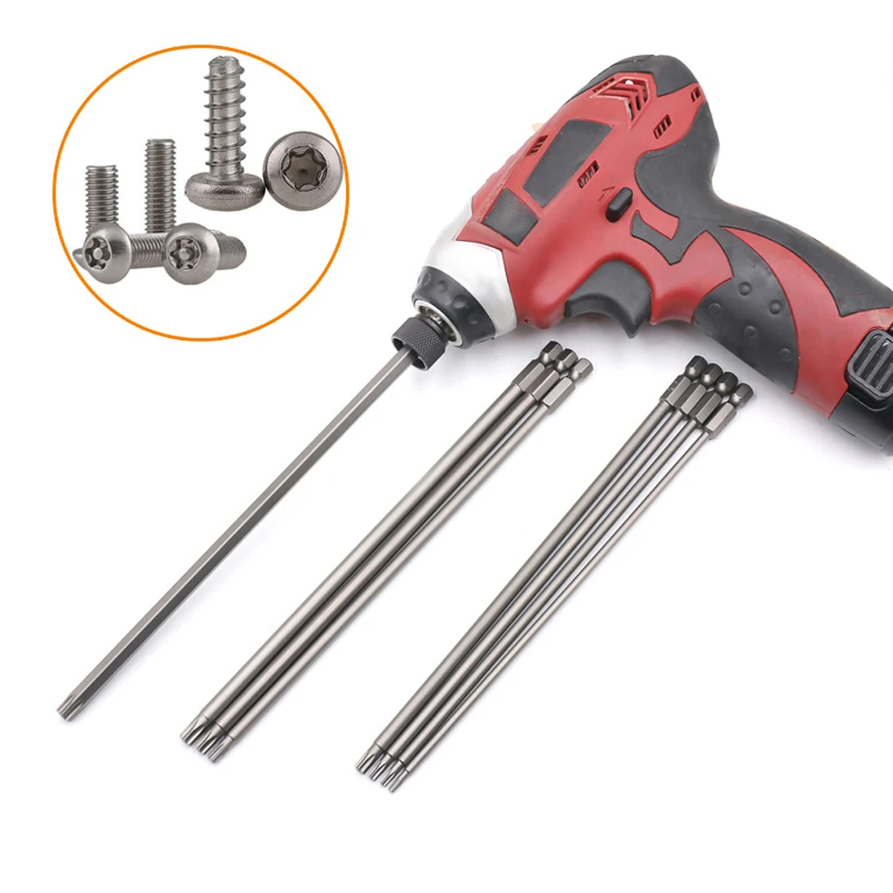 8Pcs Torx Screwdriver Bit 1/4'' Shank Hex Wind Drill Head 150mm 200mm Screw Wrench Magnetic Star T8 T10 T15 T20 T25 T27 T30 T40 5