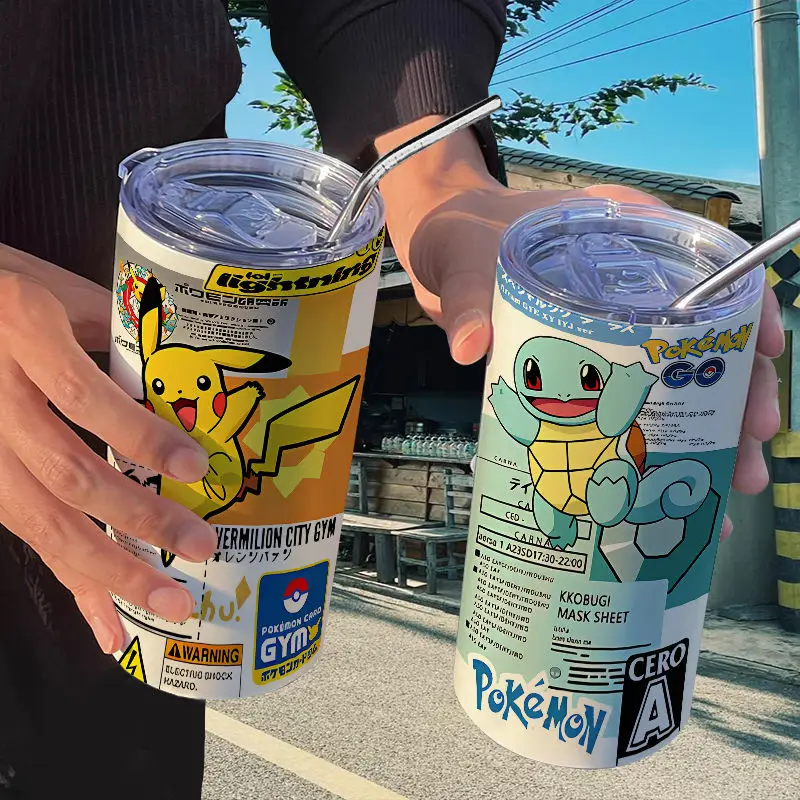 

Pokémon Pikachu Thermos Cup with Straw, Handy Cup Coffee Cup Ins High-looking Portable Stainless Steel for Women Best Gift