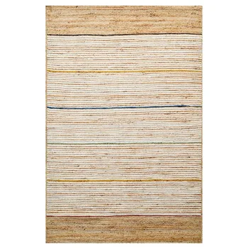 Gables Stripes Beige Ivory Hand-Woven Natural Jute Rug - 3 Sizes