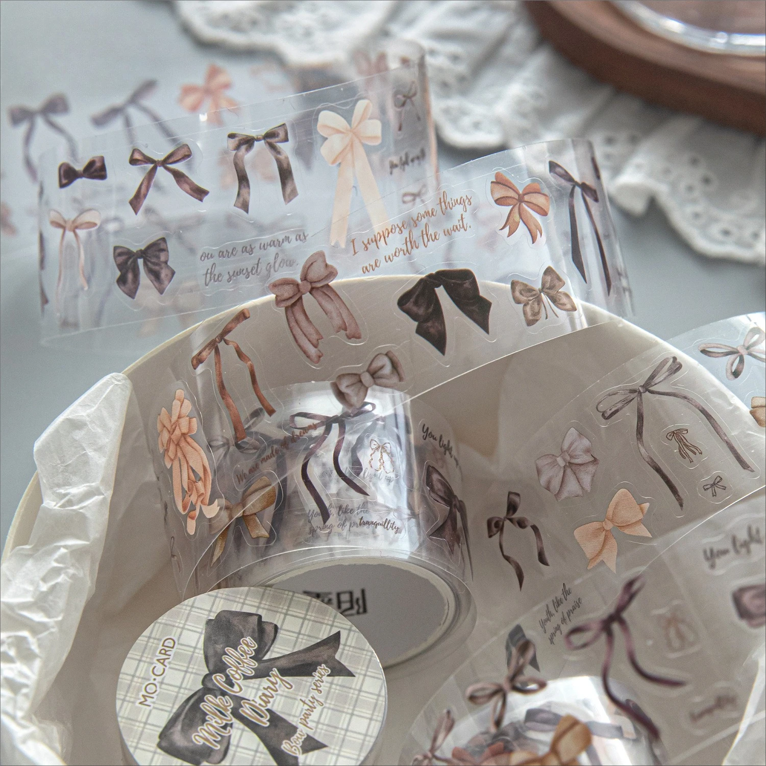 30mm*200cm 빈티지 레이스 나비 넥타이 풍경 PET 테이프 크리 에이 티브 DIY 저널 재료 콜라주 스크랩북 편지지