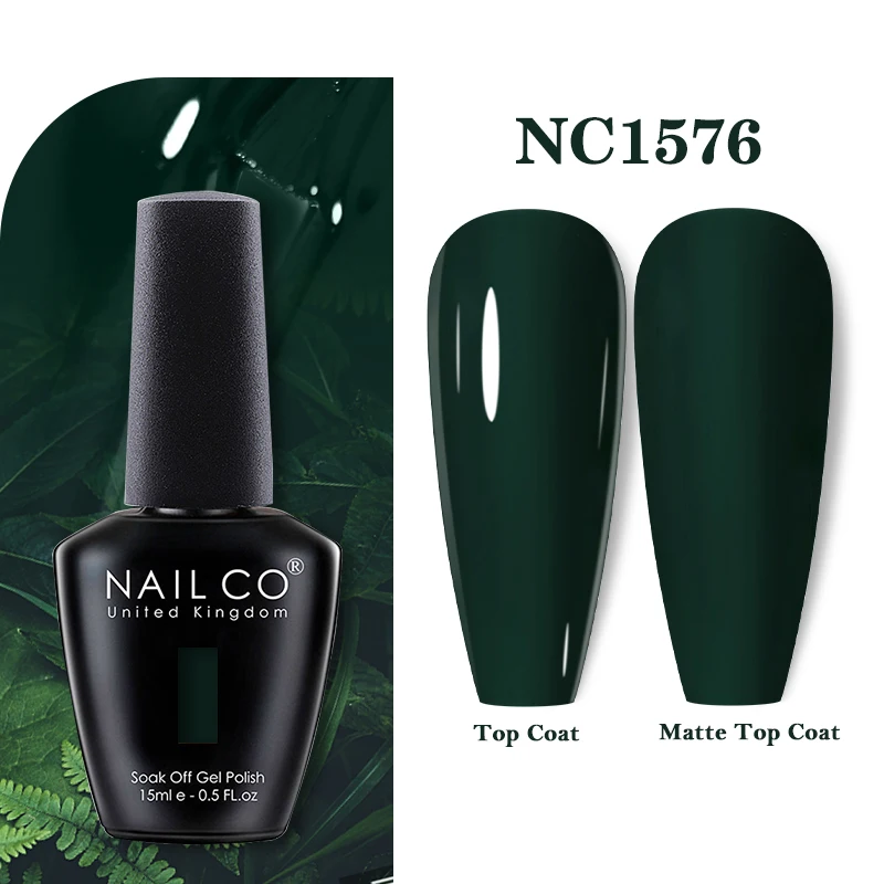 NAILCO 15ml Green Series Dark Color Gel Nail Polish Lasting Hybrid For Base Matte Top Coat Manicure Soak Off UV LED Nail Art Gel 3