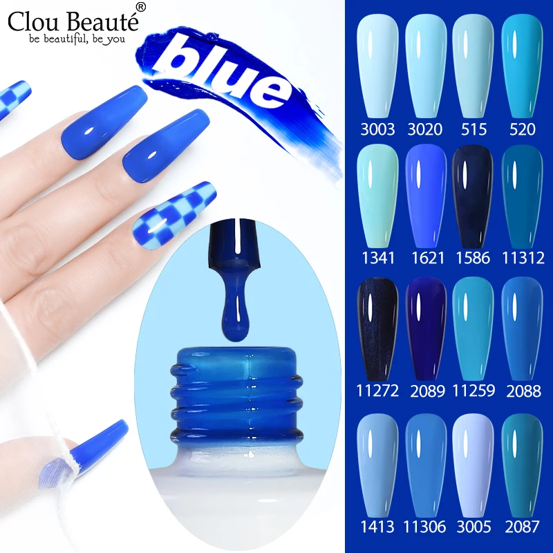 Clou Beaute 15ml Blue Color Gel Nail Polish Vernis Semi Permanent UV Gel Nail Art Lakiery Hybrydowe For Manicure Gel Polish gel nail polish set uv gel varnish semi permanent primer 8ml 147colors poly gel nail art vernis manicure