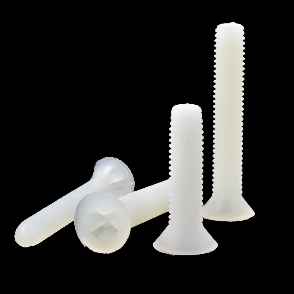 White Nylon Countersunk Head Cross Screw Suitable Phillips Flat Head Bolts M2~M5 For Industrial Buildings Furniture Accessories