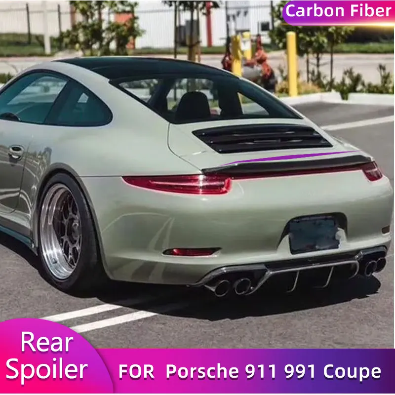 탄소 섬유 리어 트렁크 스포일러 윙, 포르쉐 911 991 카레라 터보 S 쿠페 2012 2015, 자동차 리어 스포일러 부트 리드 윙 립