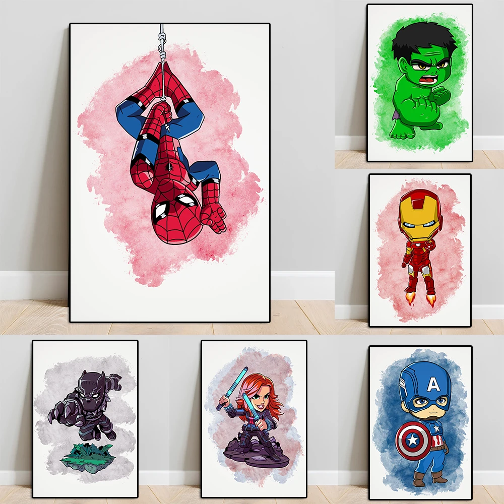 

Disney Marvel-Superhero Black Panther Anime Poster Print Cartoon Avengers Comic Canvas Painting Nursery Wall Art Kids Room Decor