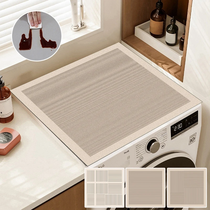 Waterproof Washing Machine Cover Faux Leather Dust Proof Mat Oven Microwave Pad Dust Mats Kitchen Drain Pad Home Decor