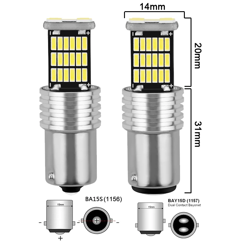 ڵ   극ũ  õ,  LED , P21W BA15S 1156 BAY15D 1157, 12V 4014-45SMD, 6500K, 2 , 4/8 