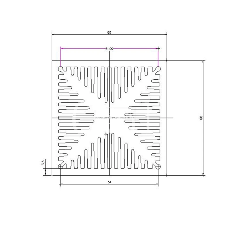 Triode Heat Sink With Fan 60*60*100 Powerful Electronic Tube Radiator Air-cooled Aluminum Heat Dissipation Custom