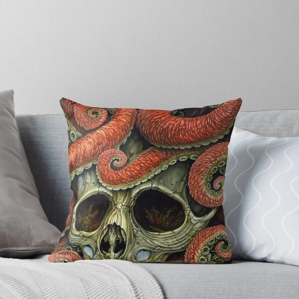 

orange tentacle skull Throw Pillow Luxury Pillow Cover Plaid Sofa