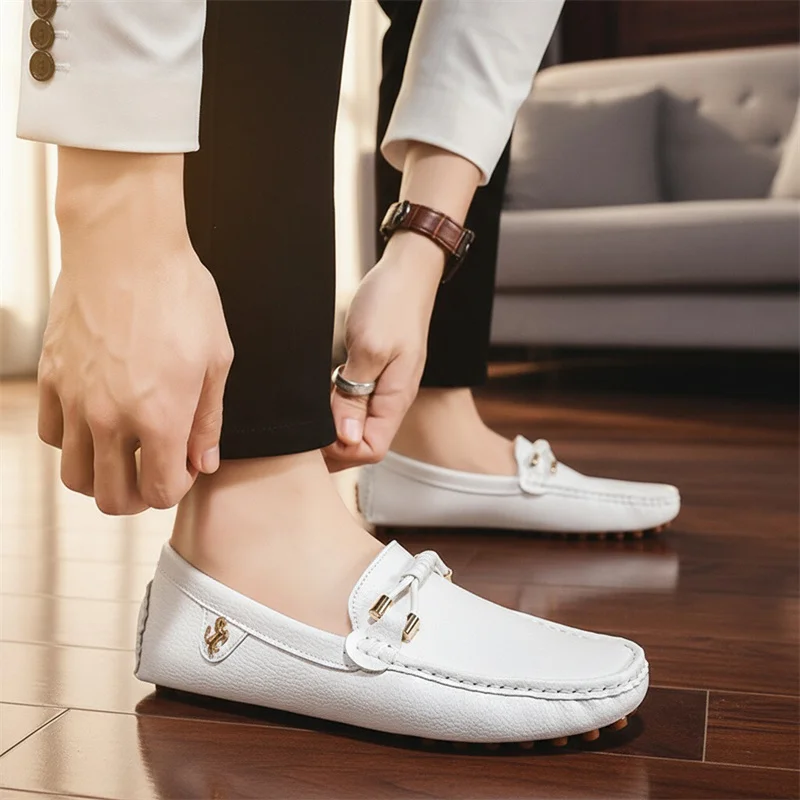 Mocasines De Cuero Para Hombre – Zapatos Casuales De Conducción Con Suela Antideslizante (Plataforma Y Gamuza Oxfords)