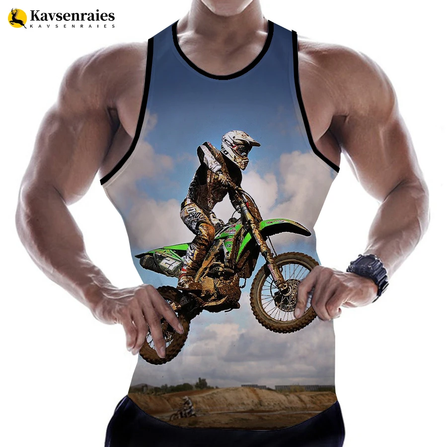

2023 New Motorcycle Motocross 3D Printed Tank Tops Men Women Harajuku Streetwear Oversized Sleeveless Shirts Men's Clothing