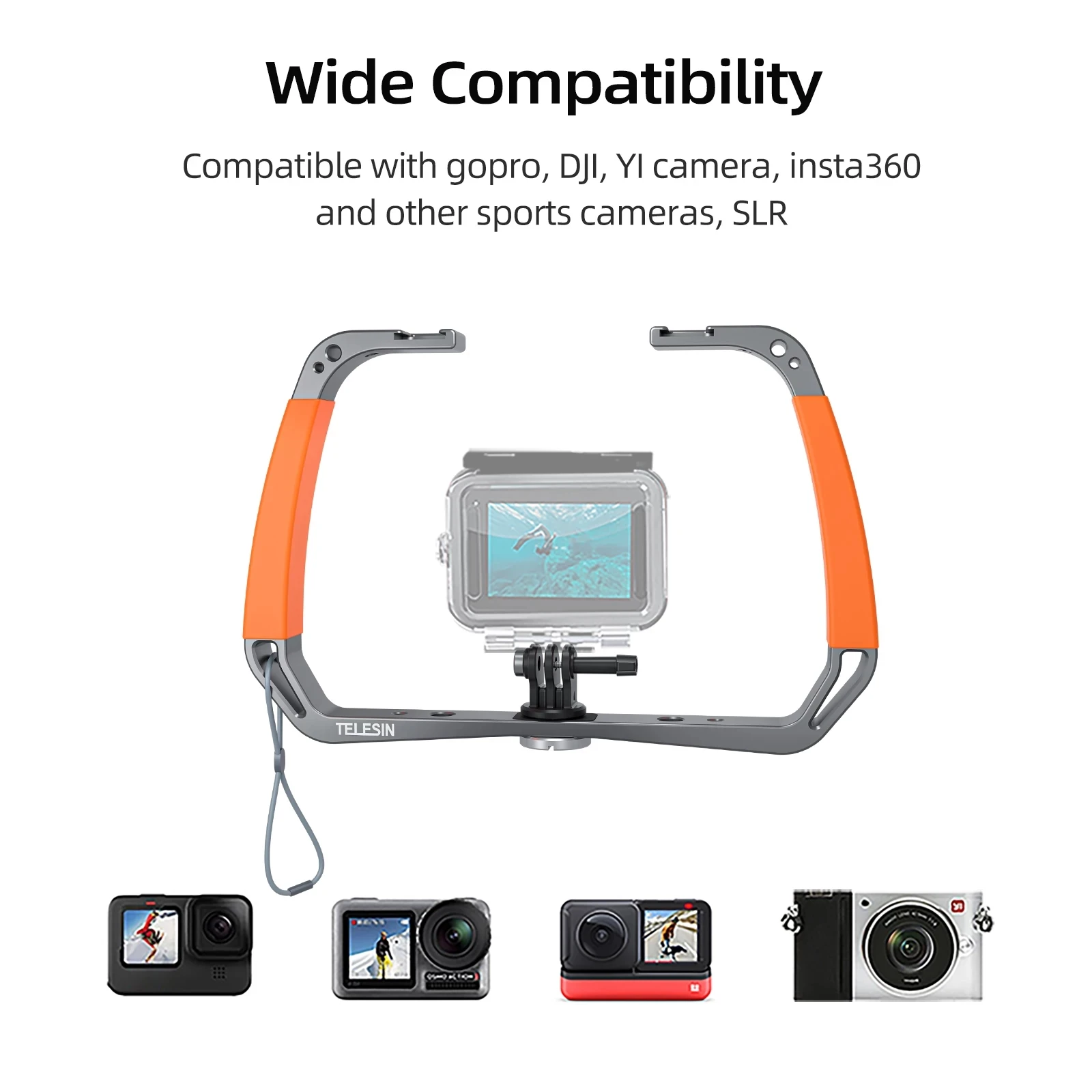 Stabilisateur de Plongée TELESIN pour GoPro Hero 13-1, DJI, Insta360
