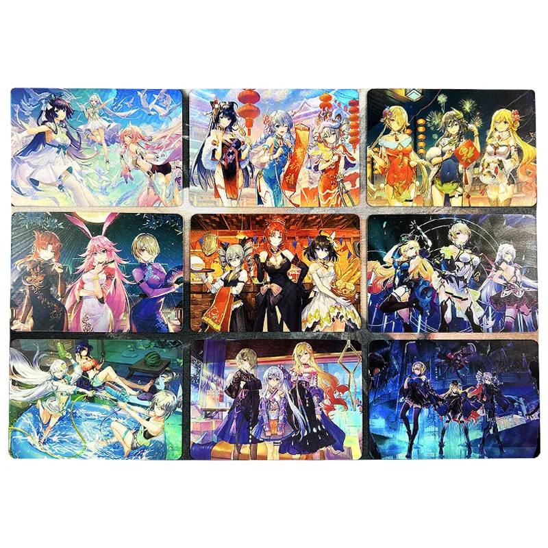 

9Pcs/set Diy Self Made Honkai Impact 3 Acg Kawaii Collection Card Elysia Refraction Color Flash Craft Game Anime Card