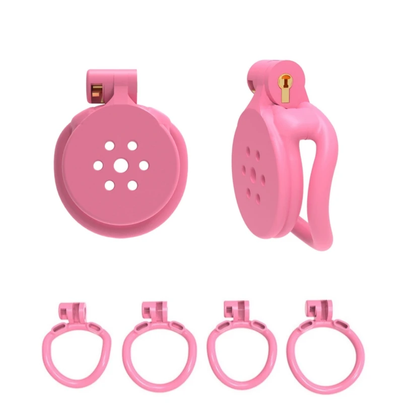 Flat Chastity Lock Ascetic Escape Proof Chastity Cage 4 Size Rings Adult Erotica Male Gay Sex Toys