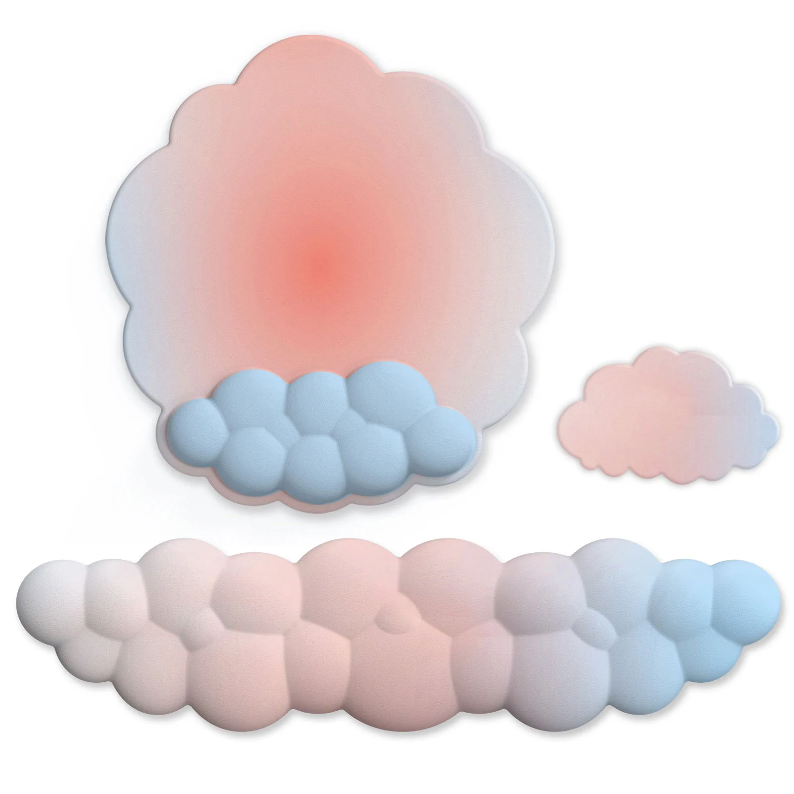 

Cloud Wrist Rest Pad Set PU Material Non-slip Rubber Bottom Support Pad Ergonomic Cloud Mouse Pad and Keyboard Cloud Wrist Rest