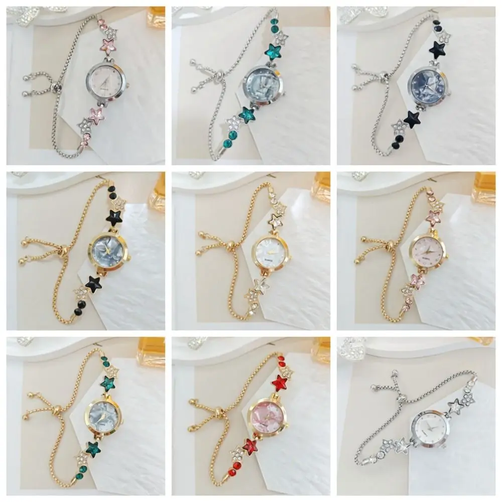 Elegant Rhinestone Star Chain Quartz Bracelet Watch