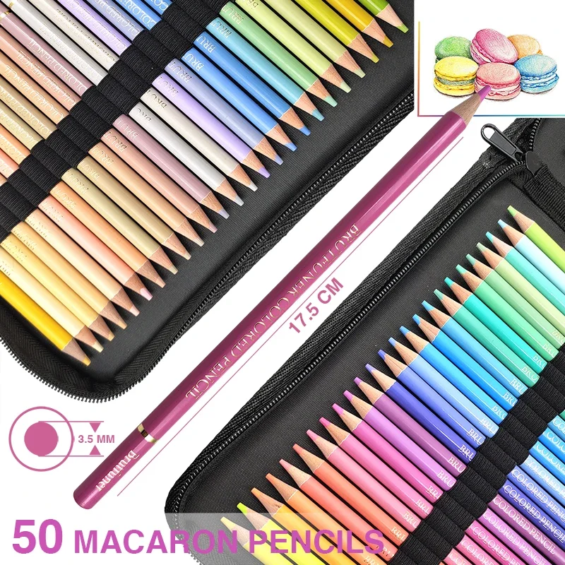 

Цветные профессиональные эскизные принадлежности Macaron 50, новые мягкие художественные сумки, жесткие карандаши для цветов, школьный художественный Рисунок