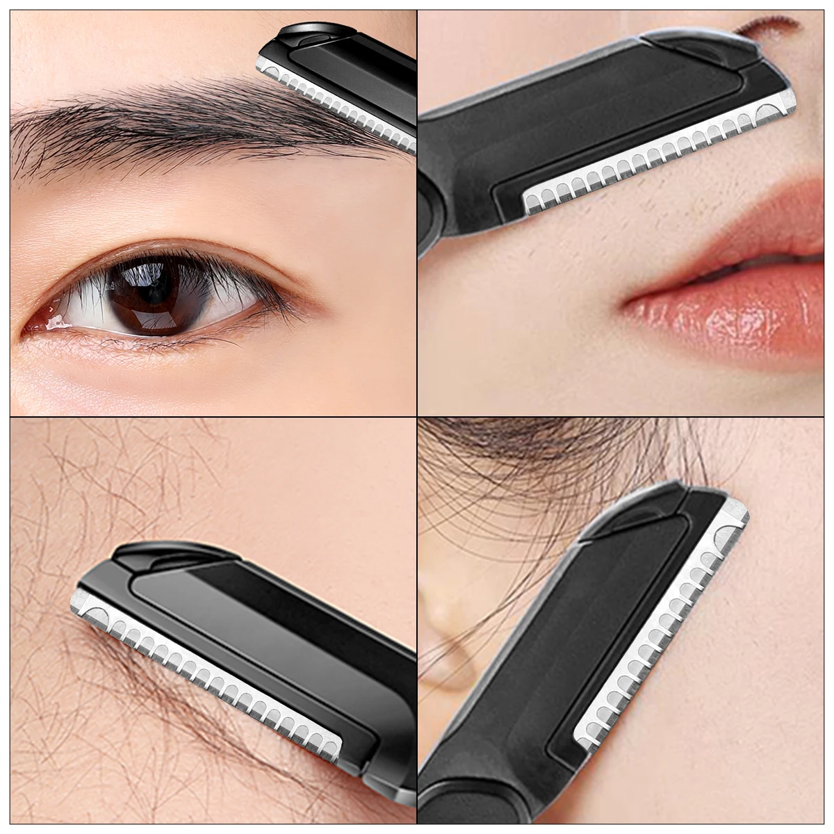 A foldable eyebrow trimmer +5 replacement blades combination set can be used for eyebrow trimming and shaving, which is unisex.