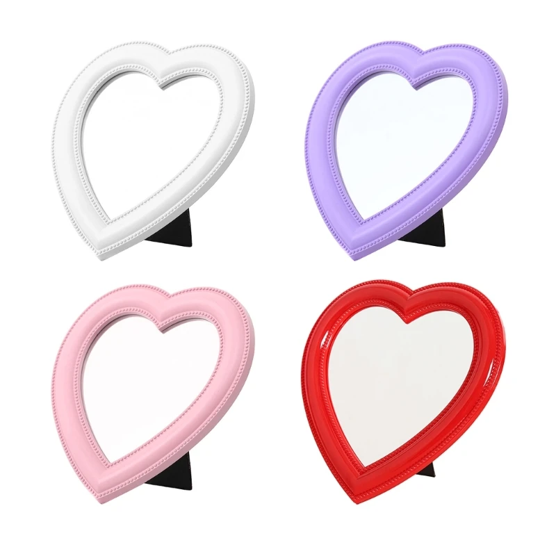 

Heart-Shaped Mirror Desktop Makeup Mirror Wall Mounted Dual-Use Vanity Mirror