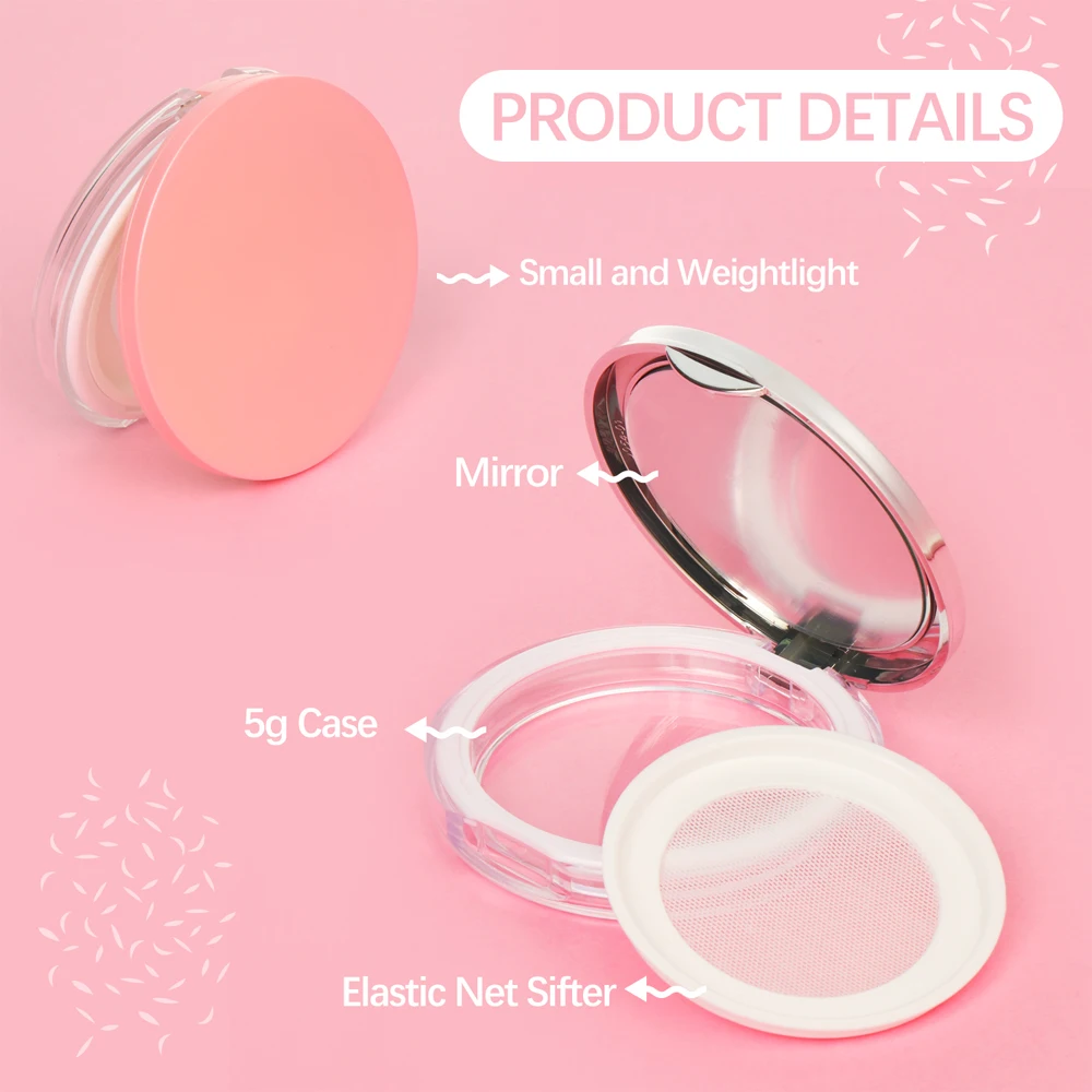 1Pcs Compact Cosmetic Container With Mirror Portable Loose Powder Case Empty Reusable 5g Powder Case Travel Size Makeup Box