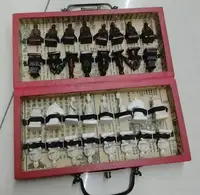 Rare Chinese Dragon wood Leather box with 32 Chess Set +Gift+  FREE SHIPPING 1