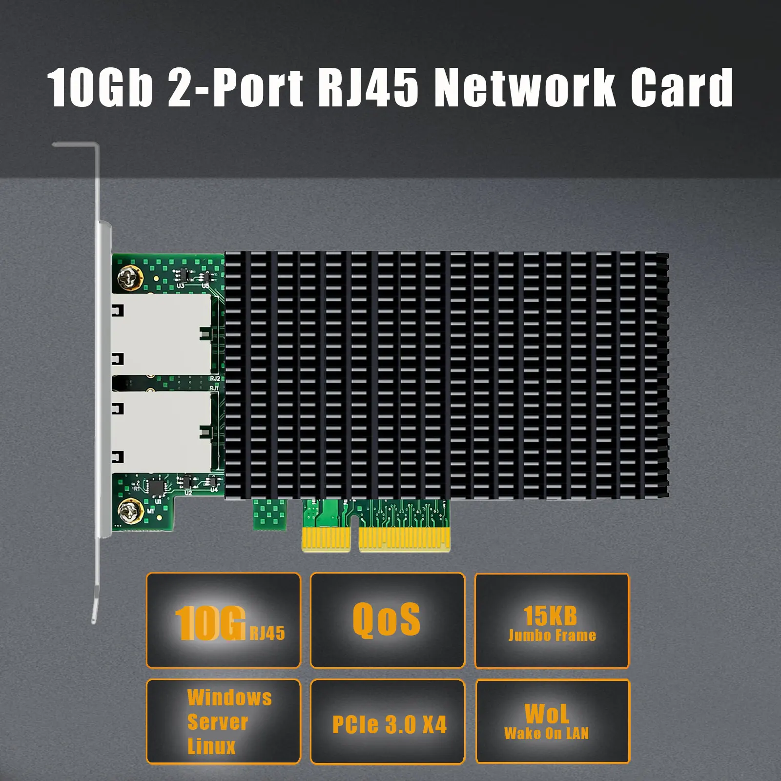 인텔 X550 컨트롤러, PCIE 3.0 X4 인터페이스를 갖춘 2포트 10G RJ45 이더넷 네트워크 카드