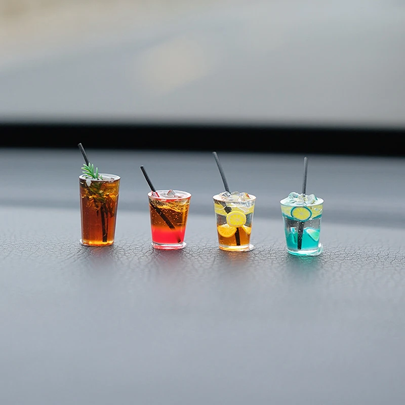 Car Decoration Accessories Funny Mini Drink Cup Car Ornaments Cute Simulation Iced Americano Iced Tea Drink Car Center Console Decorations Diy Crafts Gifts