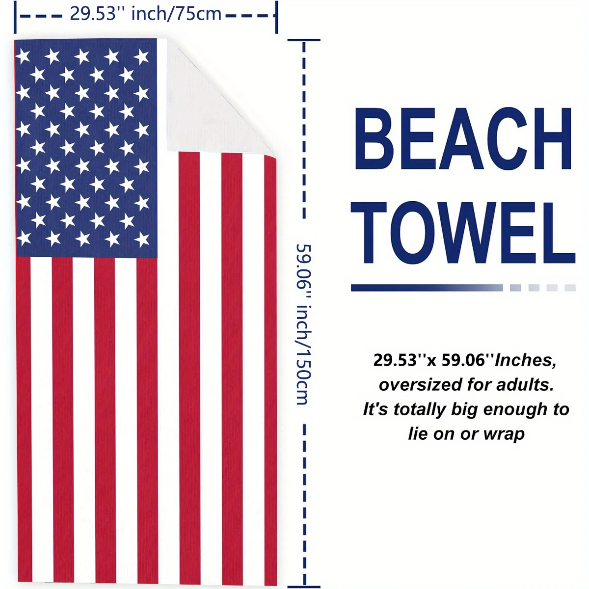 American flag pattern oversized beach towel, quick-drying bath towel, suitable for outdoor swimming, gym and camping 3