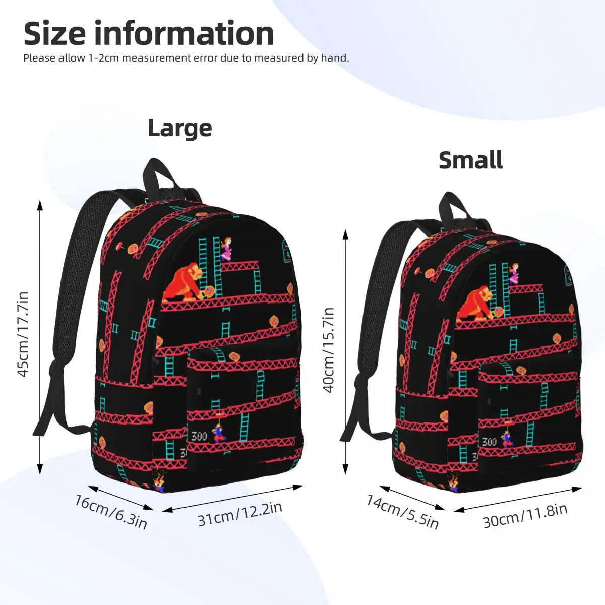 Donkey Kong Backpack for Student School Book Bags Arcade Game Collage Retro Daypack Preschool Primary Bag Outdoor 6