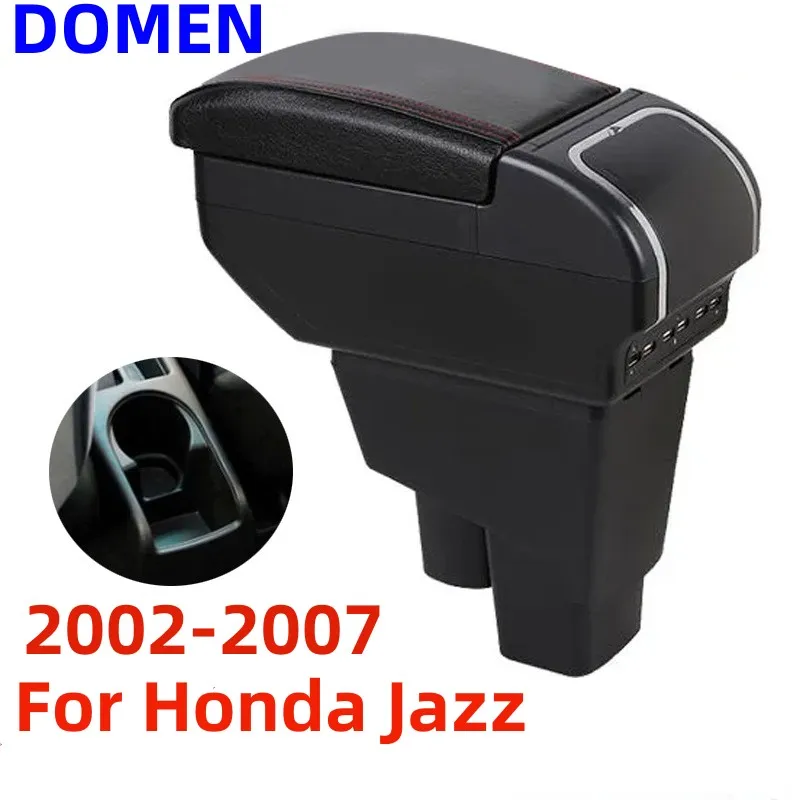 

For Honda Jazz armrest box modification accessories Interior Parts Car With Retractable Cup Hole Large Space Dual Layer USB