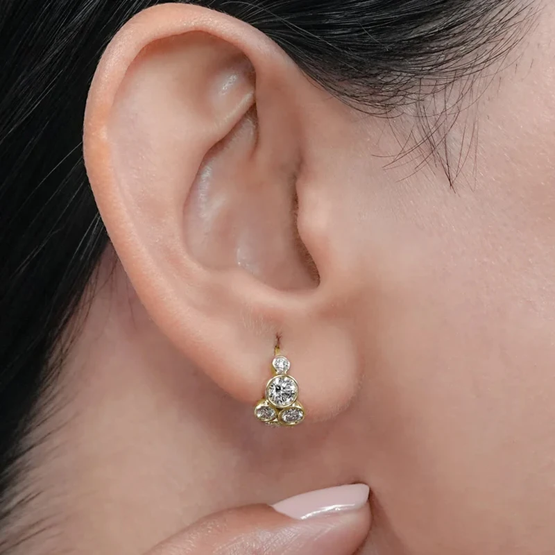 RAPRGOLD Multi-Size Moissanite Bubble Asymmetrische Creolen für Damen, 14K Gold Filled, Edler Schmuck als Geschenk mit GRA-Zertifikat – Detail 5