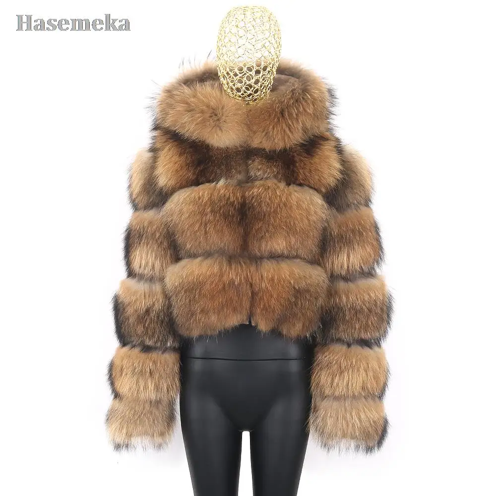 

High Quality Real Fox Fur Coat With Sleeve & Collar Removable Women Winter Short Jacket Fashion Fox Fur Coats 50cm New Arrival