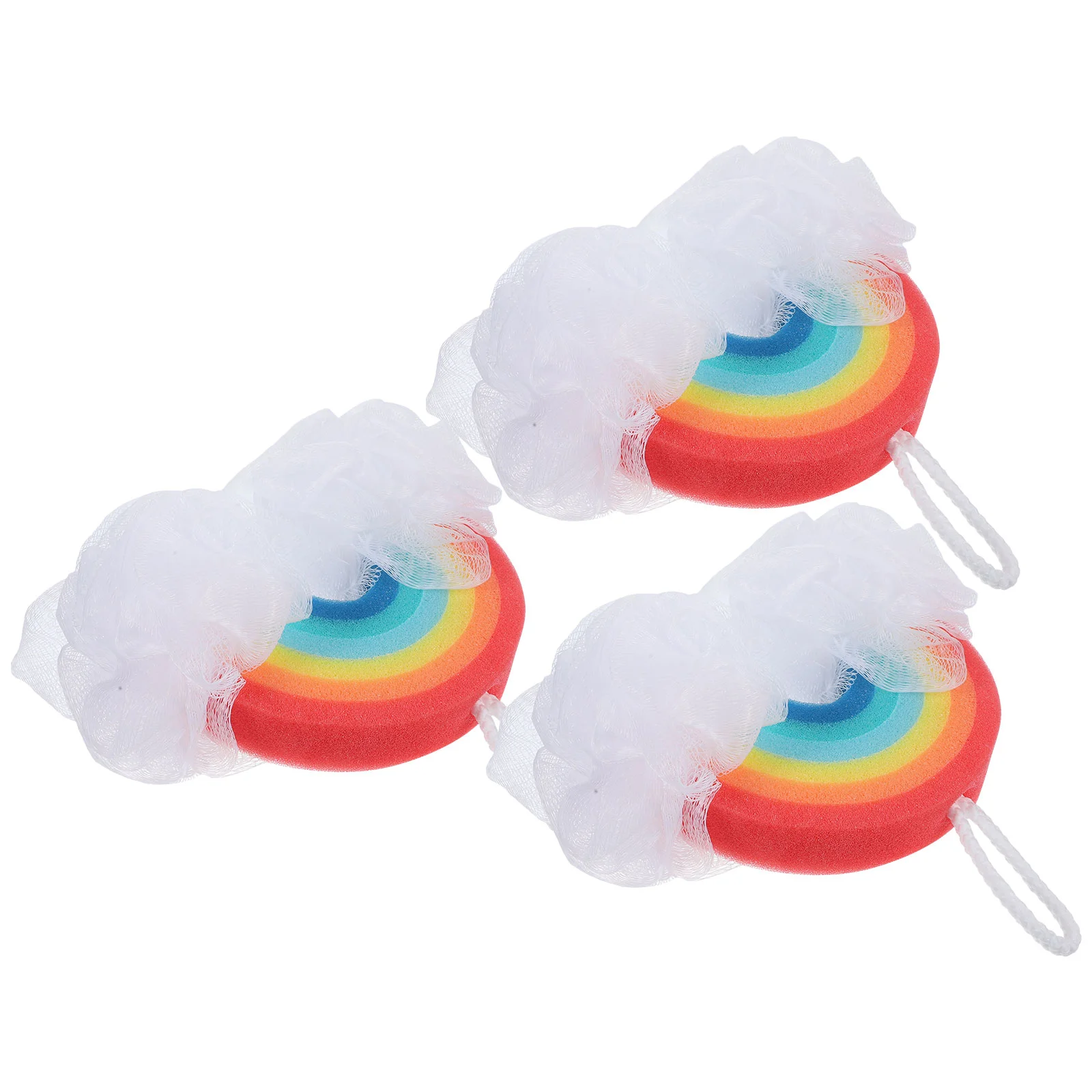 3 Pcs Rainbow Bath Sponge Set Kids Exfoliating Shower Body Scrubber PU Sponge Gentle Skin Care Bathtub Cleaning Reusable 4