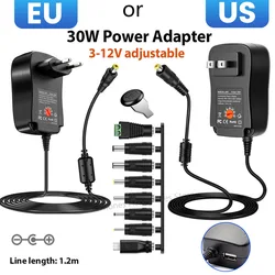 Universal Adjustable Voltage Power Adapter - EU/US 30W Charger & Converter - US plug
