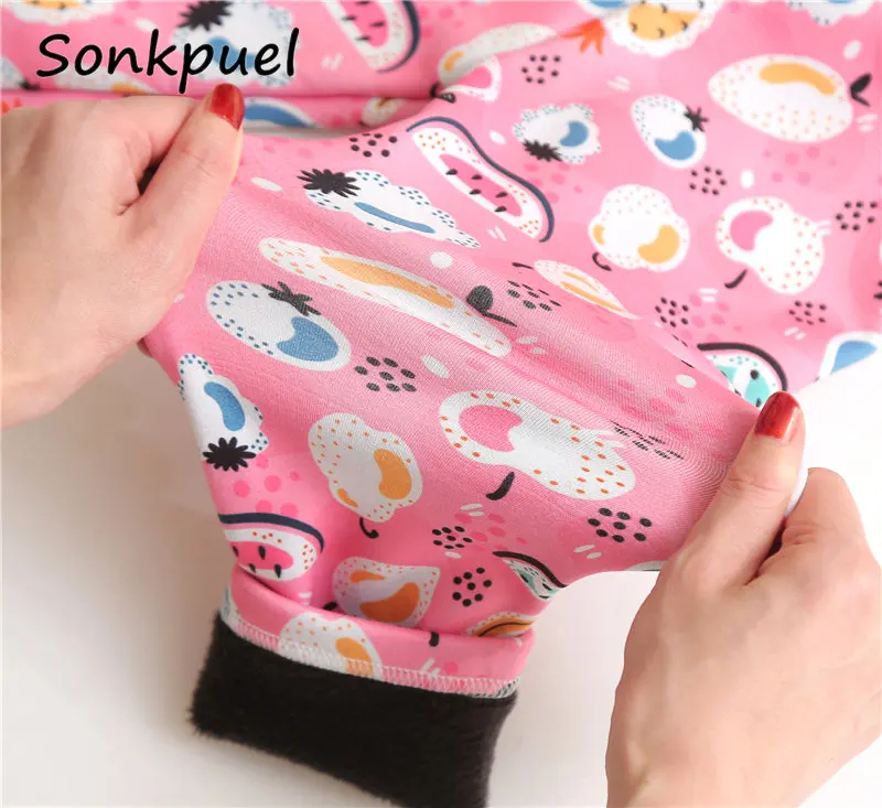 Autumn Winter Kids Pants Sweet Girls Plus Velvet Leggings Baby Thick Warm Trousers Children Clothing Infant Slim Pants Clothes