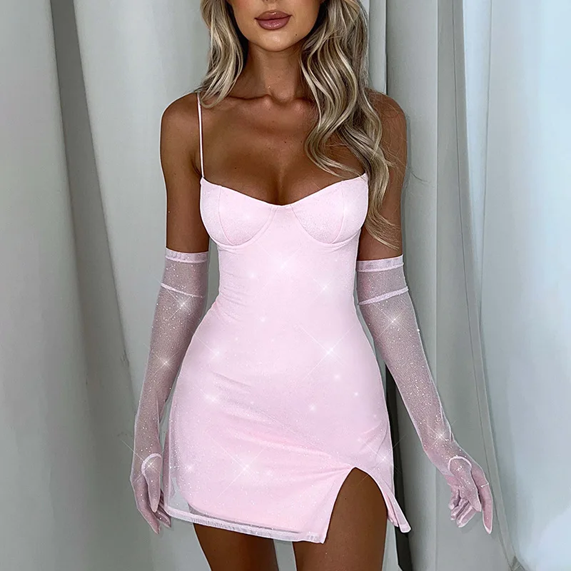 

SKMY Summer Strap Women's Dress 2023 Fashion Sexy Long Sleeve Commuter Style Solid Color Mini Elegant Party Club Birthday Party