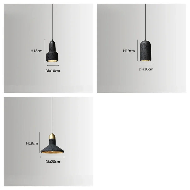 Description Picture 3 of itemBlack Retro Industrial Style Pendant Hanging Lamp Hole Stone LED Pendel Lamp Nordic Art Design Chandelier Bar Dining Bedroom
