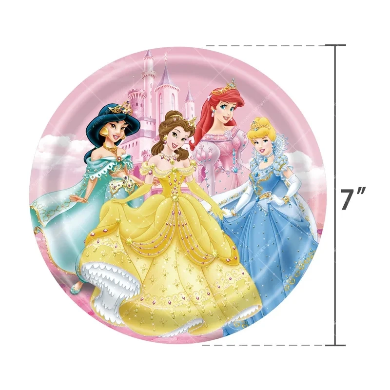 Party Tableware Disney Princess Theme Disposable Tableware Girl Birthday Party Supplies Cup Plate Tablecloth Set