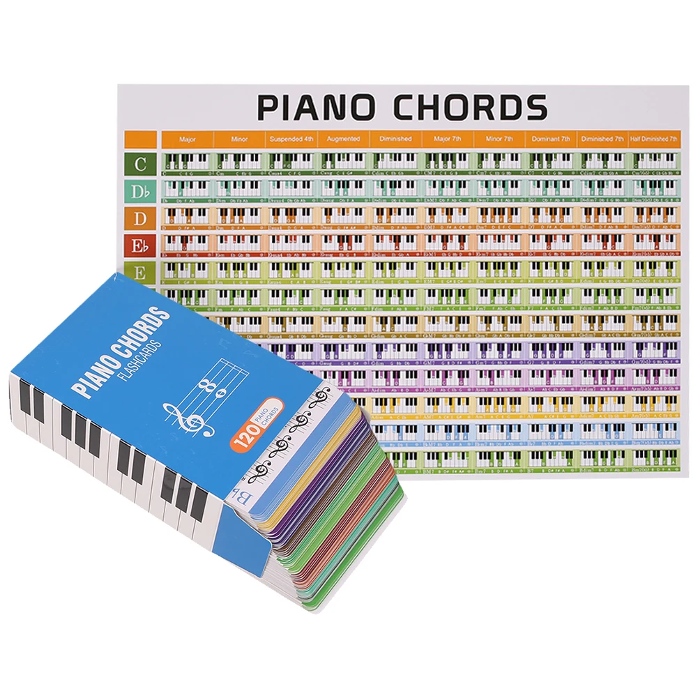 Flash Cards for 120 Chords with Piano Chords Chart Fun Educational Flashcards for Beginner Seasoned Player Music Theory Teacher
