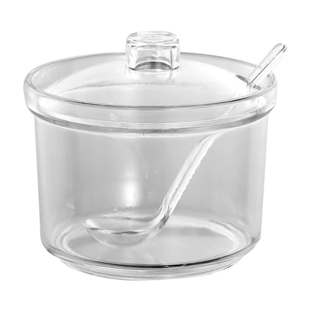 Acrylic Sugar Bowl Spice Jar 210/400ml With Spoon Lid Visible Anti-fall Seasoning Salt Shaker Pot Cans acrylic spice jar