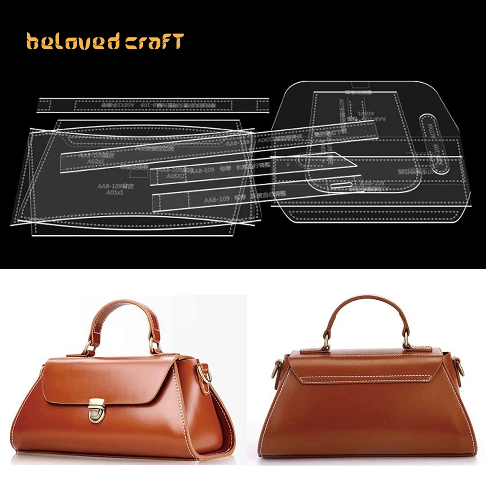 

BelovedCraft Leather Bag Pattern Making with Kraft Paper and Acrylic Templates for Shoulder bag, crossbody bag, and handbag