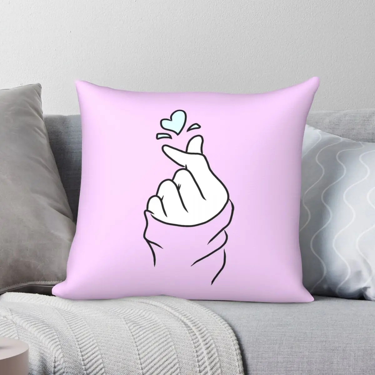 

Cute Heart~ Pastel Purple Square Pillowcase Polyester Linen Velvet Creative Zip Decor Pillow Case Home Cushion Case