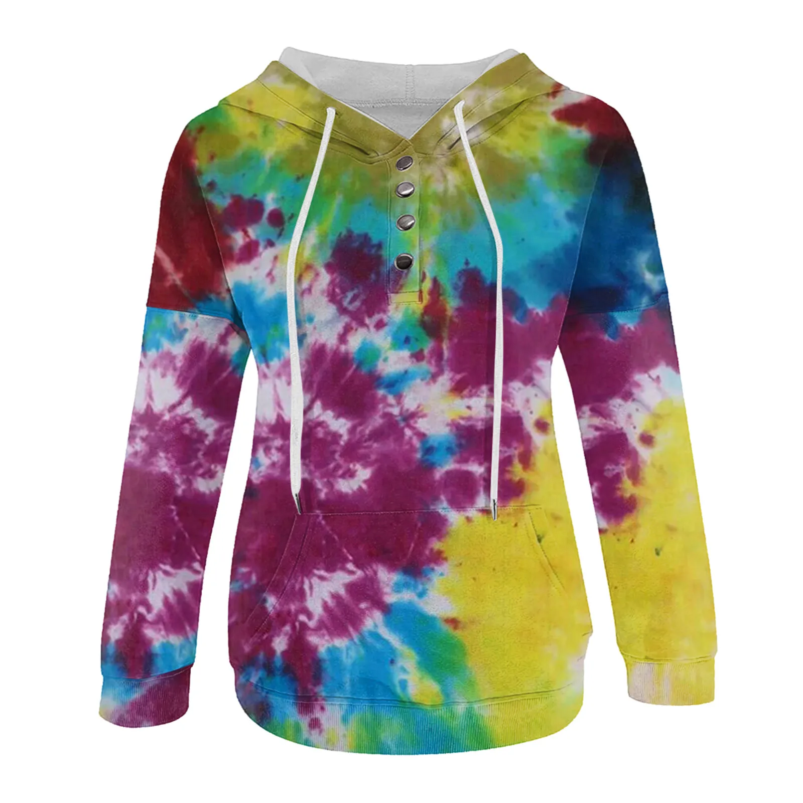 Drawstring Hoodies for Women Women's Tie-dye Long Sleeve Pocket