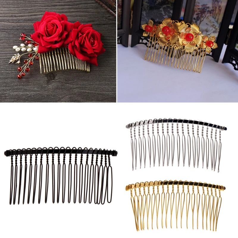 Bridal DIY Hair Clip Metal Blank Wedding Veil Side Comb 20 Teeth for Girl Female