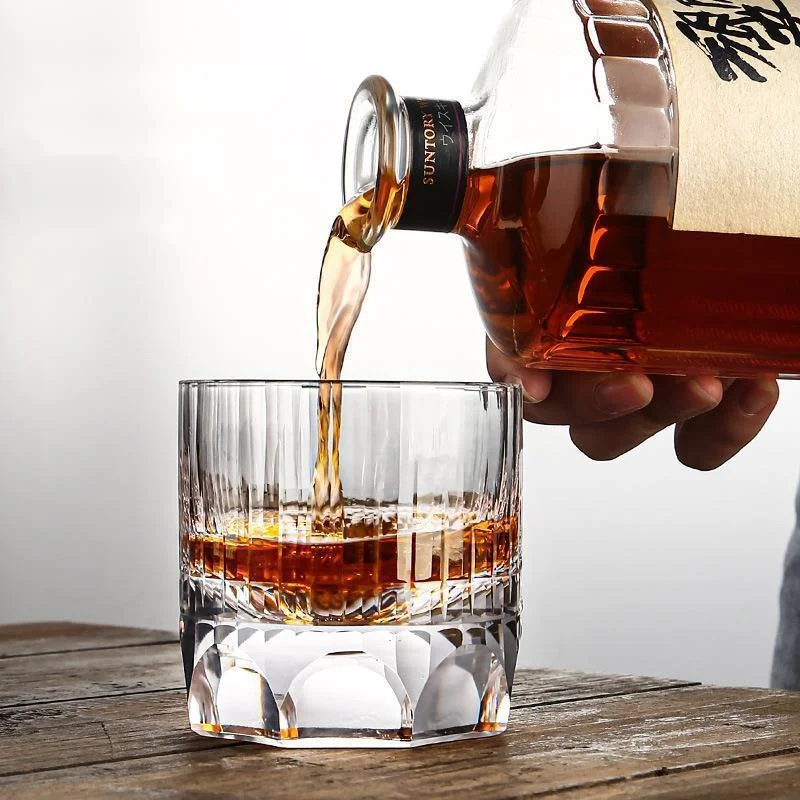 Luxurious Thumb Whisky Glass Neat Japanese Style Hand Carved Crystal Wine Glasses Bright Brandy Tasting Tumbler